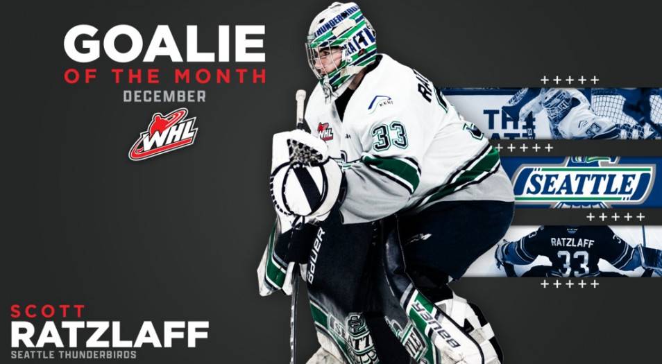 Thunderbirds netminder Ratzlaff named WHL Goaltender of the Month